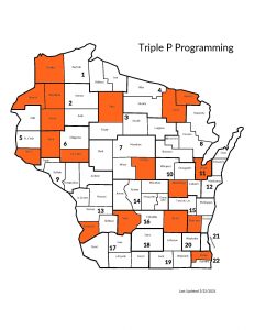 Map of Wisconsin where Triple P is administered.